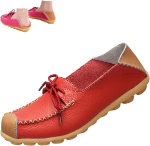 Keilinia Women's Slip on Comfort Moccasin Slippers,Lightweight Non-Slip Softsole Bow Walking Leather Casual Loafers