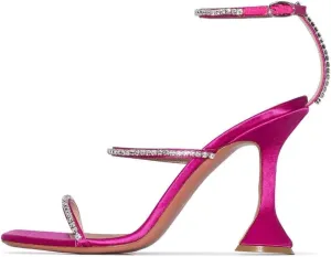 keleimusi Diamante Strap Heeled Sandals for Women Ankle Strappy Flared High Heels 4 Inches