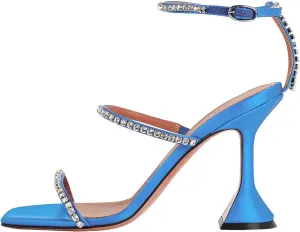 keleimusi Diamante Strap Heeled Sandals for Women Ankle Strappy Flared High Heels 4 Inches