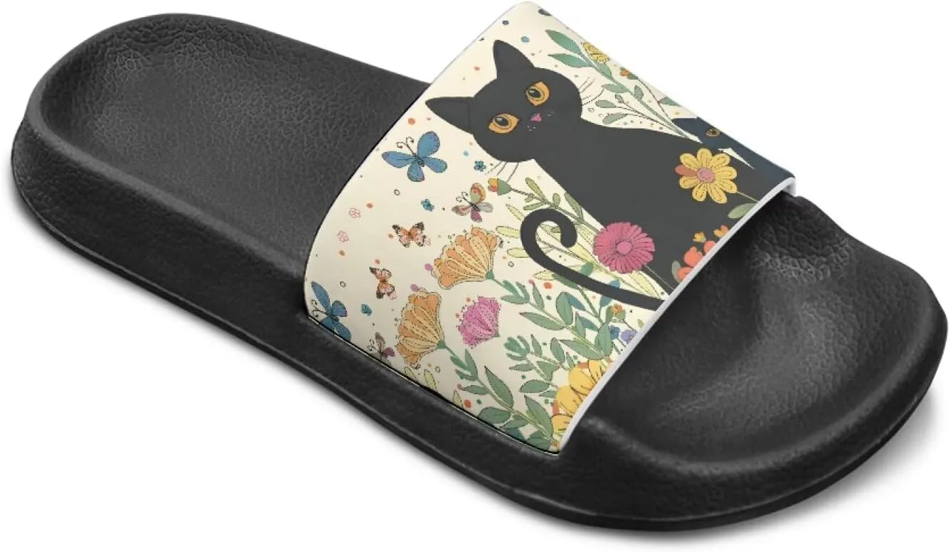 Kids Slide Sandals Cat Themed Anti-Slip Girls Boys Sandals for Beach