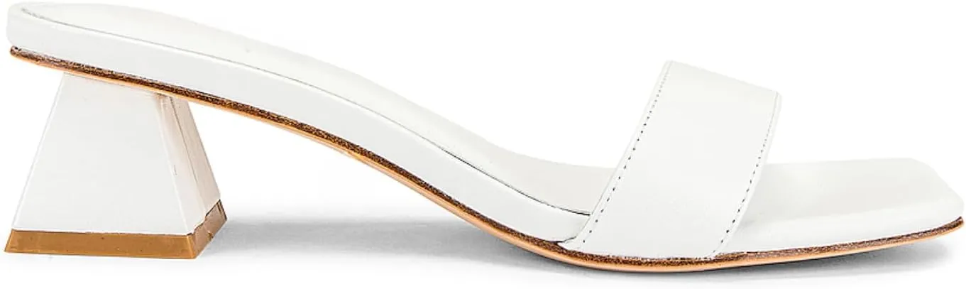 KIFUWUI Heeled Slide Sandals for Women Pump Mules Chunky Low Heels Opened Square Toe Slip on Summer Dress Casual Shoes