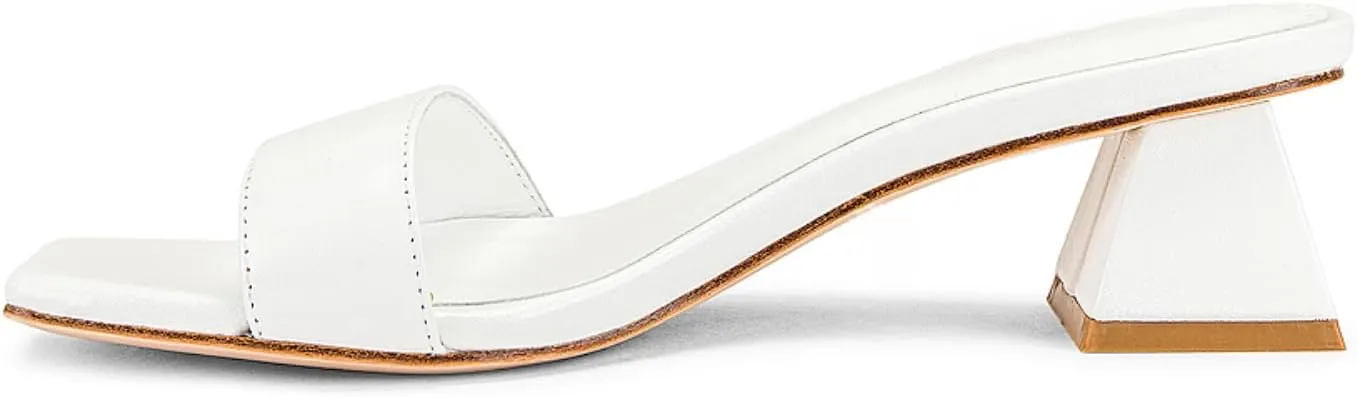 KIFUWUI Heeled Slide Sandals for Women Pump Mules Chunky Low Heels Opened Square Toe Slip on Summer Dress Casual Shoes