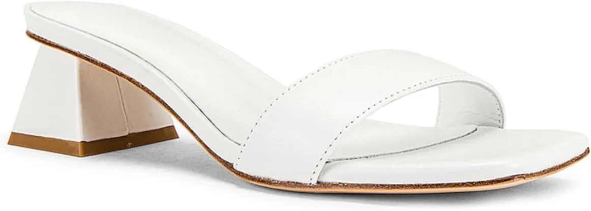 KIFUWUI Heeled Slide Sandals for Women Pump Mules Chunky Low Heels Opened Square Toe Slip on Summer Dress Casual Shoes