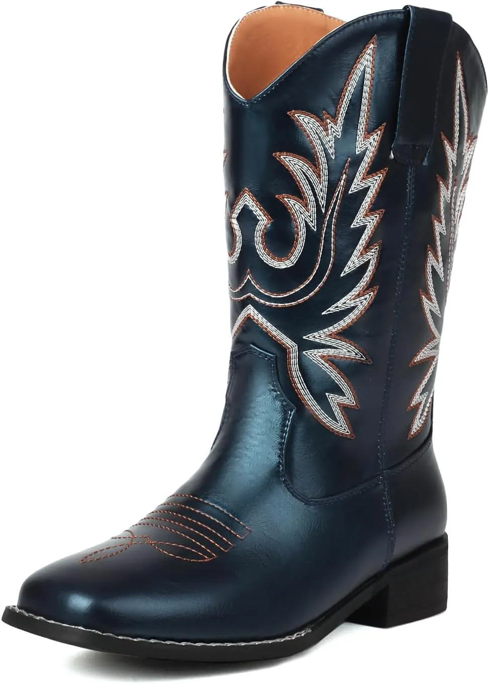 Kluolandi Mid Calf Cowgirl Boots for Women Low Heel Comfortable Square Toe Embroidered Western Cowboy Boots