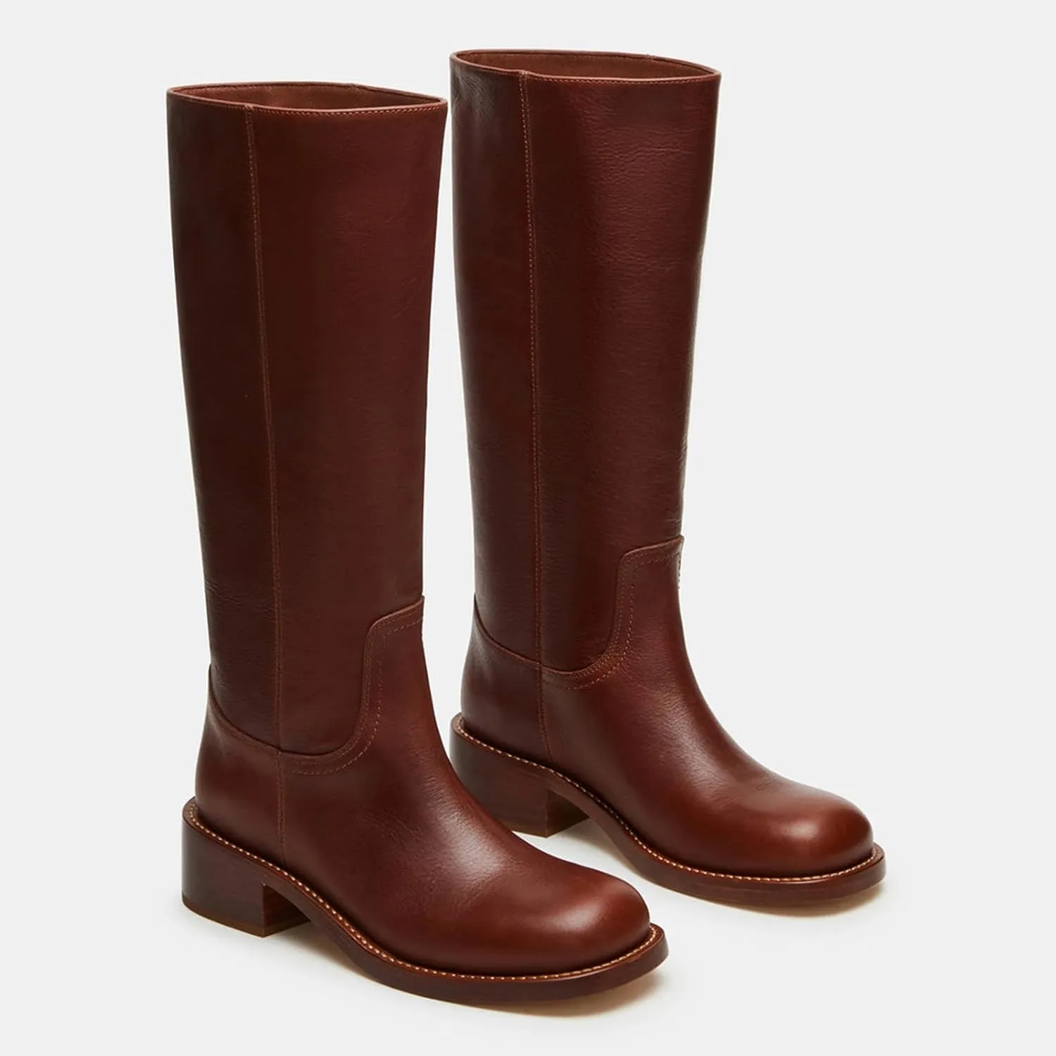 Knee High Boots for Women Square Toe Chunky Block Heel Tall Boots Wide Calf Casual Comfortable Long Biker Boots Low Heel Womens Boots