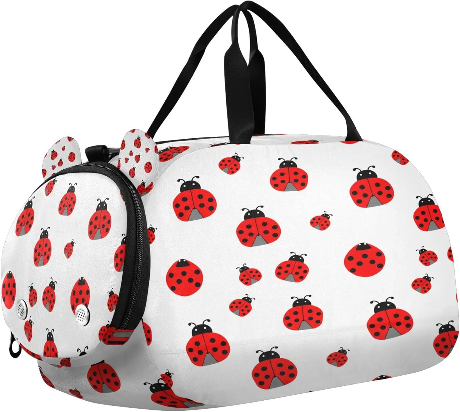 Ladybugs Youth Sports & Travel Duffle Bag with Shoe Compartment,Waterproof Gym Bag for Girls and Boys (Overnight Essentials Organizer)