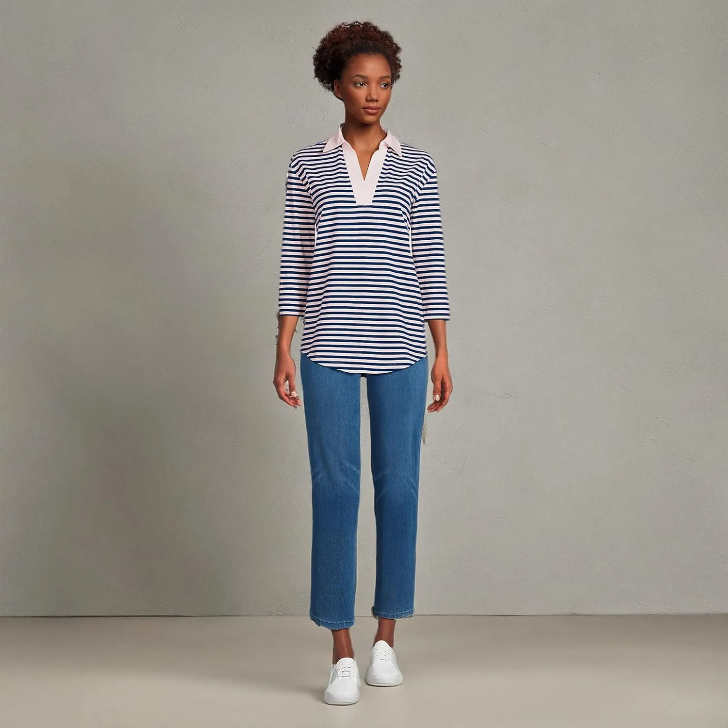 Lands' End Women's Starfish High Rise Knit Denim Straight Crop Jeans