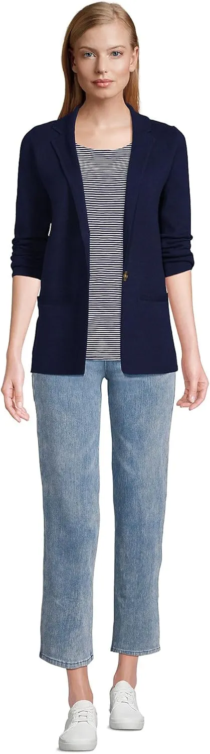 Lands' End Women's Starfish High Rise Knit Denim Straight Crop Jeans