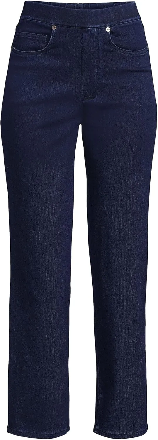 Lands' End Women's Starfish High Rise Knit Denim Straight Crop Jeans