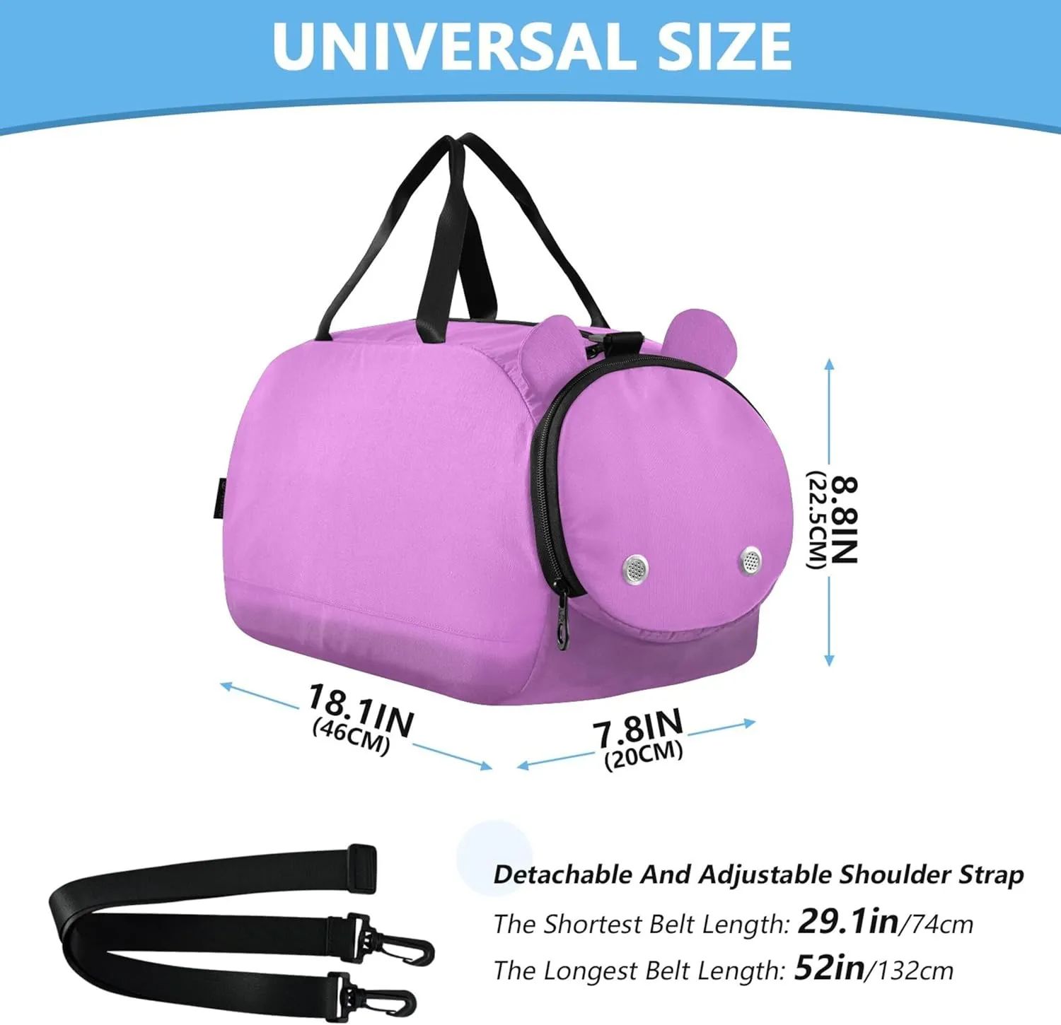 Lavender Magenta Girls Duffle Bags Travel Tote Toddler Weekender Bags Carry on Duffel Bag for Boys Dance Duffle Bag