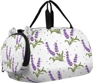 Lavender Youth Sports & Travel Duffle Bag with Shoe Compartment,Waterproof Gym Bag for Girls and Boys (Overnight Essentials Organizer)