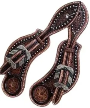 Leather Western Horse Spur Straps Handmade Genuine Tooled for Horse Riders Set of 2 Single Boots Equipment for Men-Women Craft Hardware Buckle TACK Basket Sport Equestrian Horse Spurs for Riding,SPR42