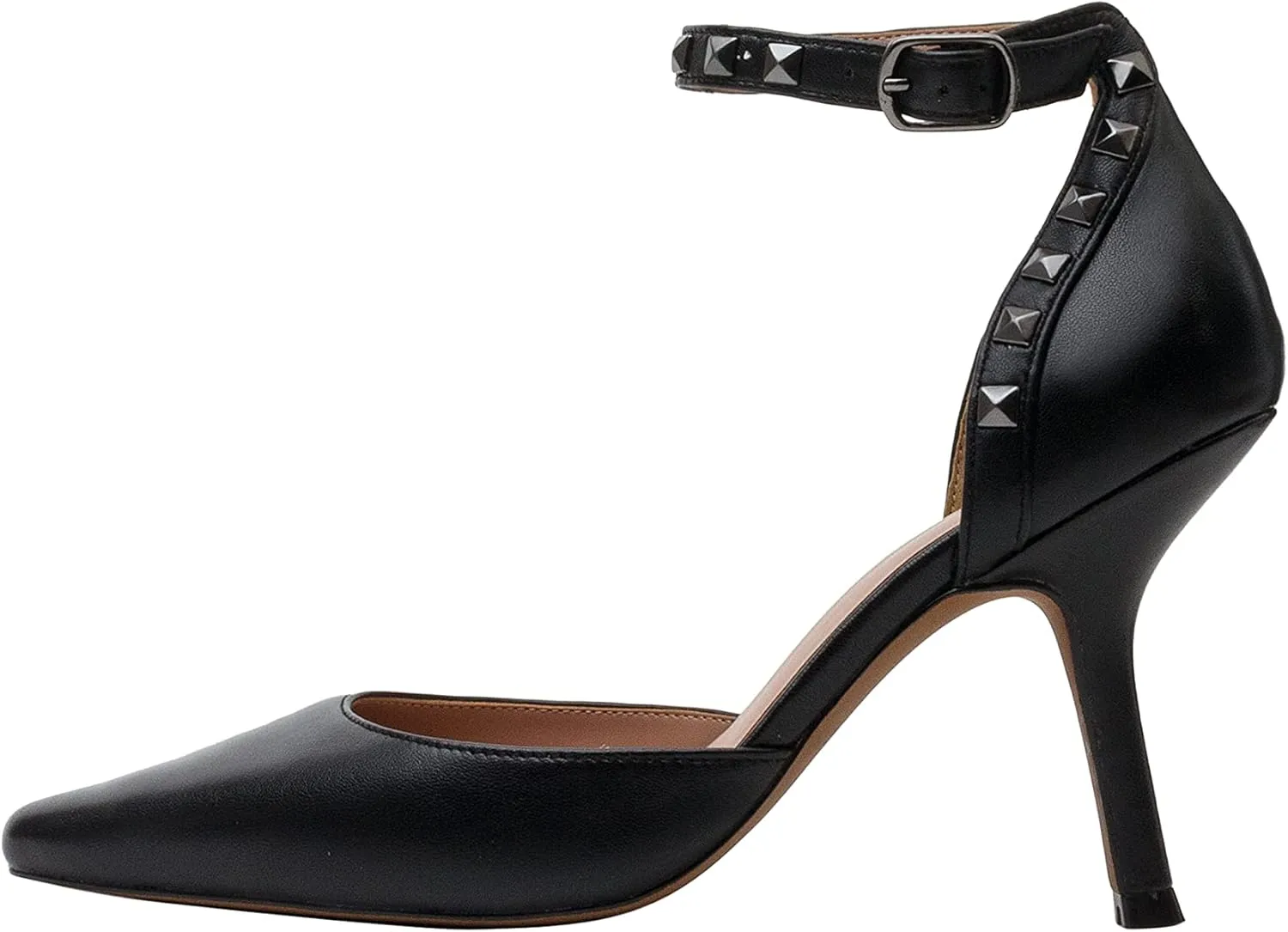 Linea Paolo - Yanka - Womens High Inset Heel Dorsay Halo Strap Studded Nappa Pumps