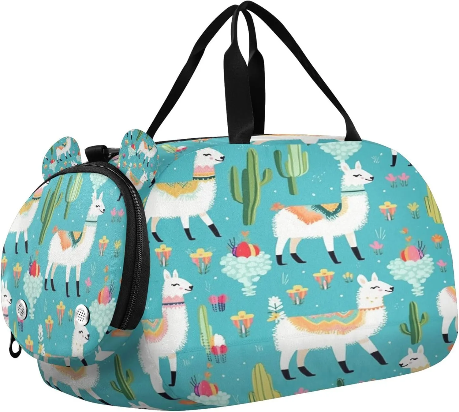 Llama Youth Sports & Travel Duffle Bag with Shoe Compartment,Waterproof Gym Bag for Girls and Boys (Overnight Essentials Organizer)