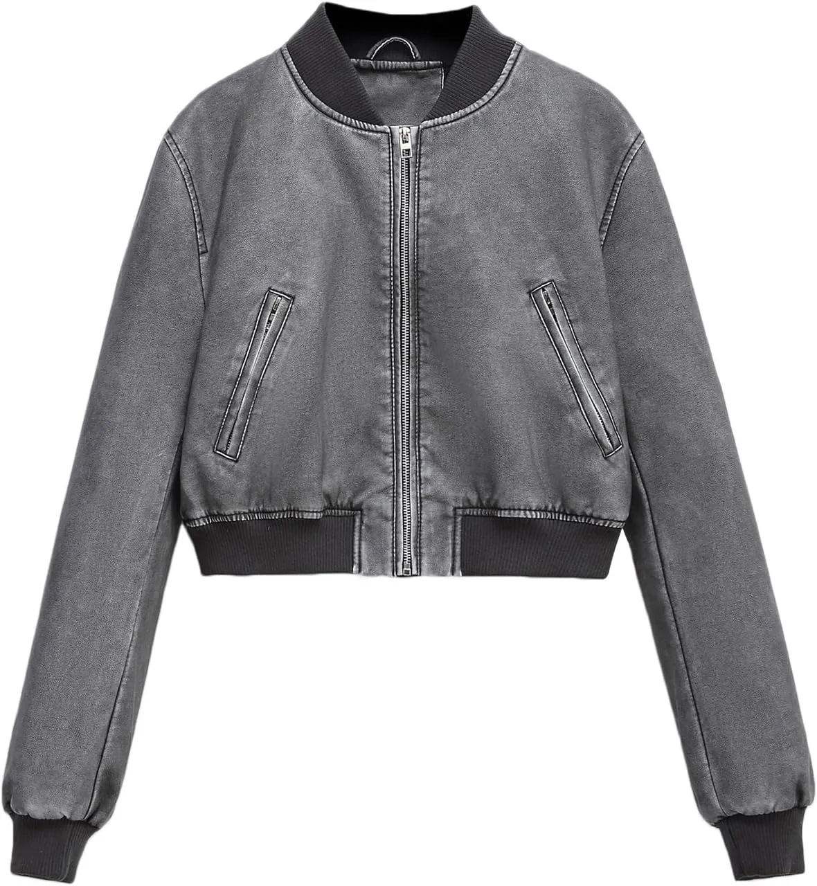 LY VAREY LIN Womens Faux Leather Varsity Jacket Biker Baseball Streetwear Casual Coat