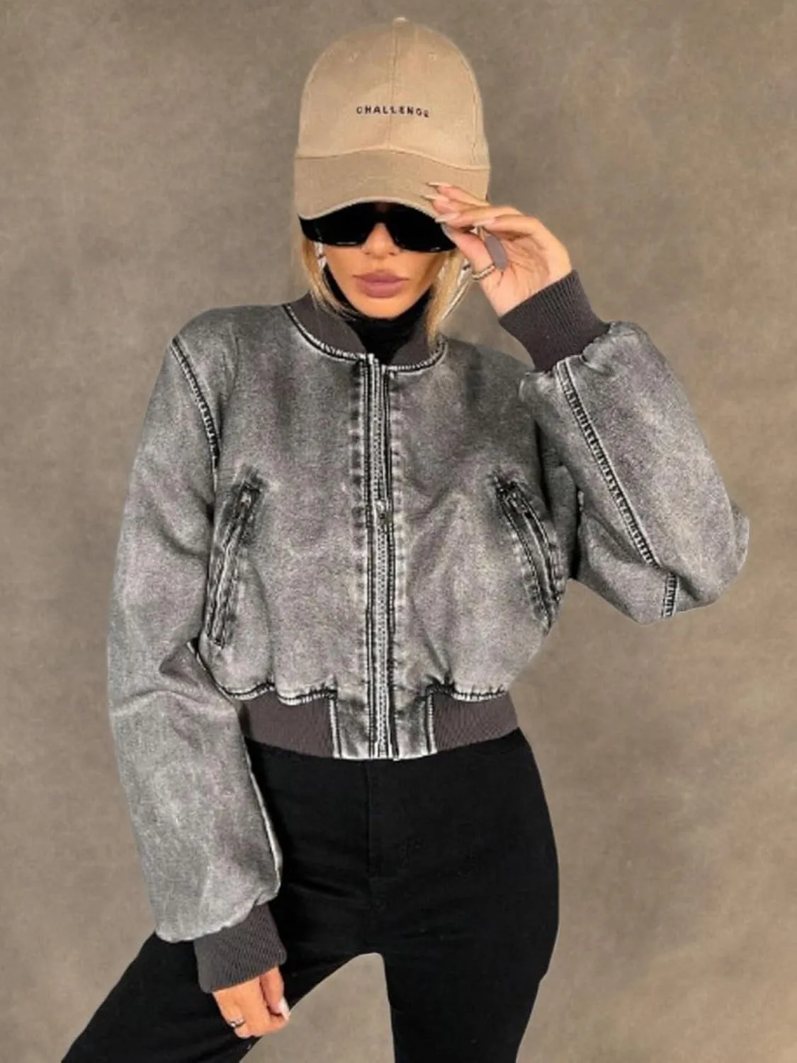 LY VAREY LIN Womens Faux Leather Varsity Jacket Biker Baseball Streetwear Casual Coat