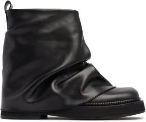 MAVMAX Women Fold Over Knee High Boots Casual Round Toe Coverd Slouched Leather Pull On Wide Calf Chunky Low Heel Platform Boots
