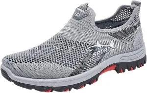 Men's Breathable Mesh Sneakers | Slip-On Athletic Shoes for Spring/Summer | Lightweight Casual Sports Style with Rubber Sole & Round Toe Design