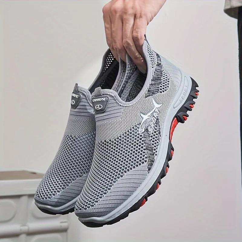 Men's Breathable Mesh Sneakers | Slip-On Athletic Shoes for Spring/Summer | Lightweight Casual Sports Style with Rubber Sole & Round Toe Design