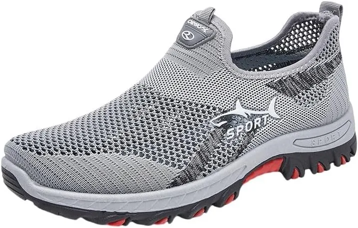 Men's Breathable Mesh Sneakers | Slip-On Athletic Shoes for Spring/Summer | Lightweight Casual Sports Style with Rubber Sole & Round Toe Design