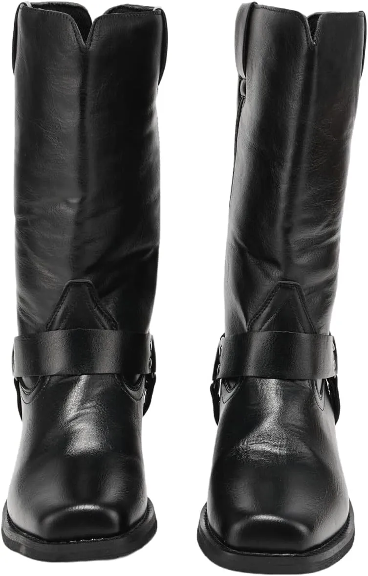 Mens Cowboy Boots Medieval Leather Lace-up Boots Cosplay Vintage Boots Halloween Riding Shoes