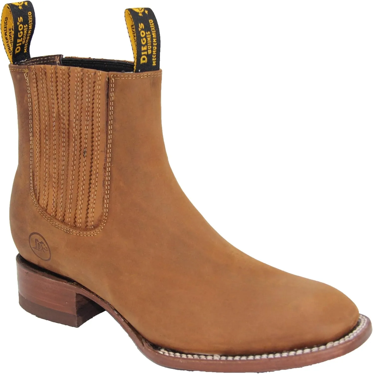 Men's Cowboy Genuine Cowhide Leather Short Ankle Western Rodeo Biker Boots