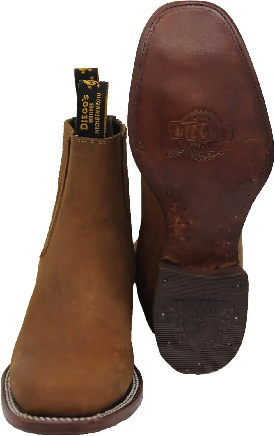 Men's Cowboy Genuine Cowhide Leather Short Ankle Western Rodeo Biker Boots