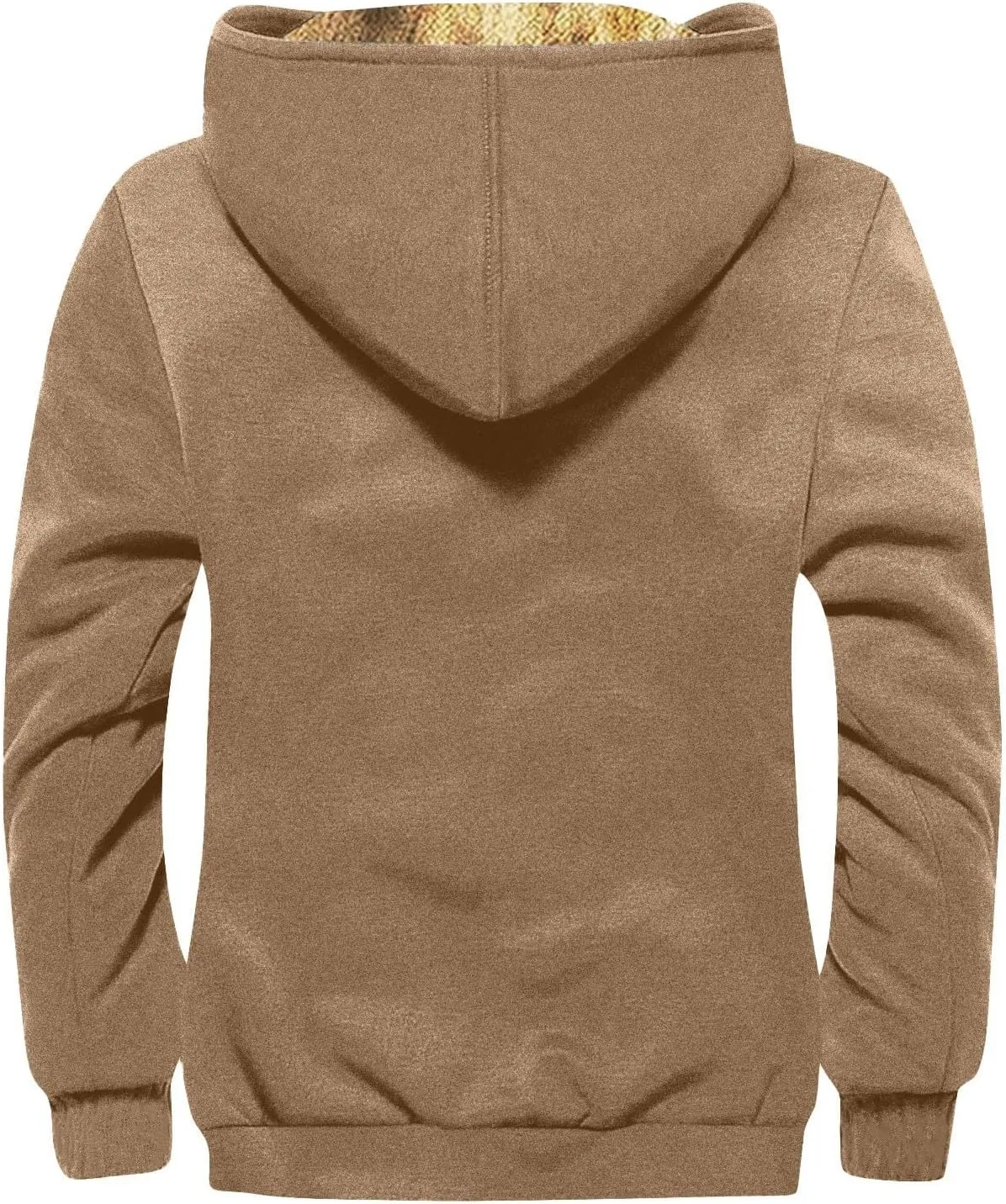 Mens Fuzzy Sherpa Jacket Long Sleeve Fleece Zip Up Coat Faux Jacket Outerwear Windbreaker Casual Hoodies Hooded