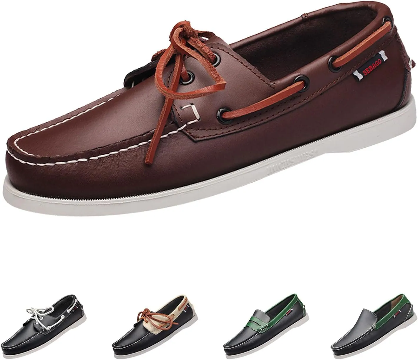 Men's Leather Fashion 2 Eye Boat Shoes,Lightweight Comfort Non-Slip Casual Driving Walking Moccasin Wendy Penny Loafers