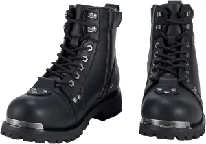 Men's Motorcycle Boot For Riding PU Leather Combat Boots For Men Waterproof Biker Boots with Lace-Up Side Zipper