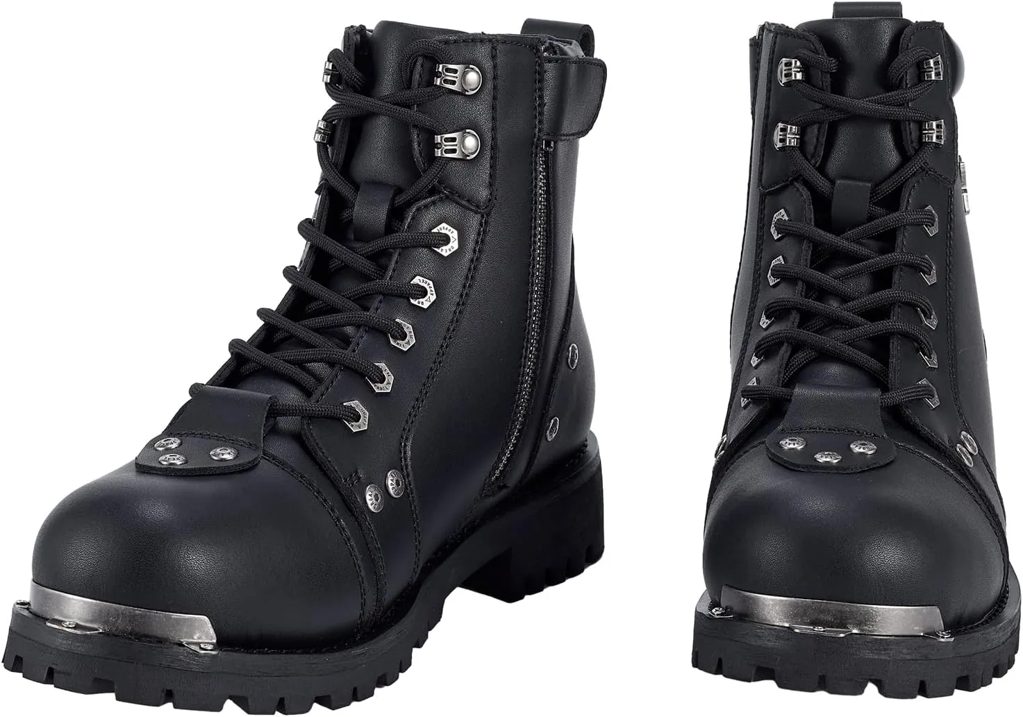 Men's Motorcycle Boot For Riding PU Leather Combat Boots For Men Waterproof Biker Boots with Lace-Up Side Zipper