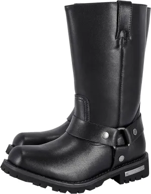 Men's Motorcycle Boot For Riding Waterproof Black PU Leather Boots Mid Calf Boots for Men