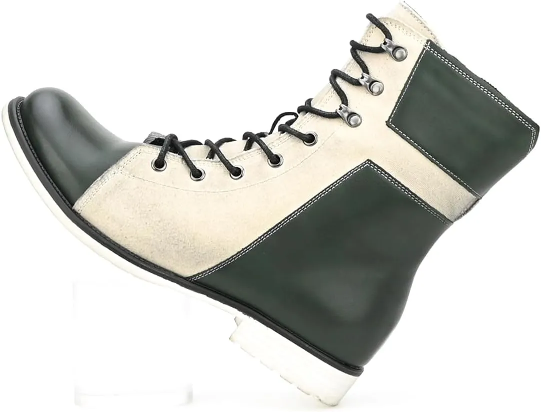 Men's Motorcycle Boots Casual Dress Retro Lace-up Boots for Men Riding Boots
