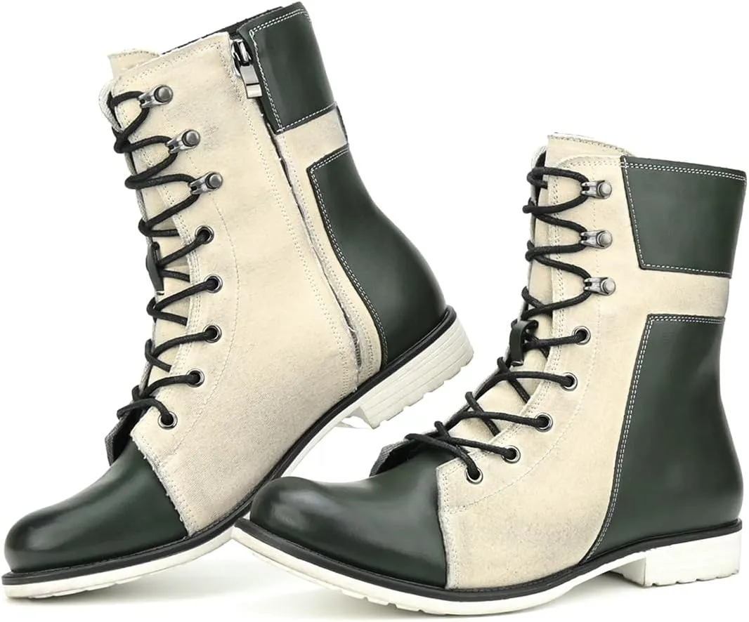Men's Motorcycle Boots Casual Dress Retro Lace-up Boots for Men Riding Boots
