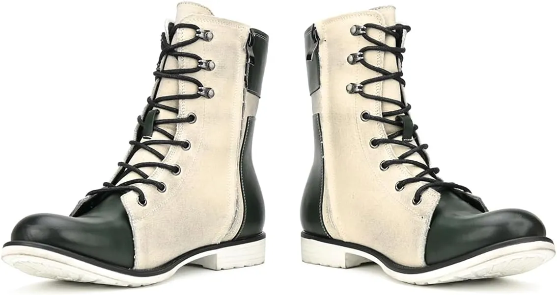 Men's Motorcycle Boots Casual Dress Retro Lace-up Boots for Men Riding Boots