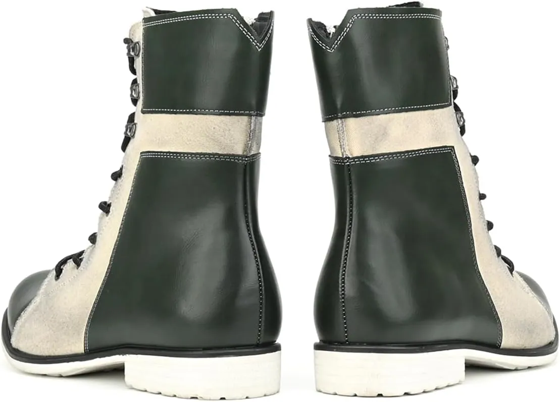 Men's Motorcycle Boots Casual Dress Retro Lace-up Boots for Men Riding Boots