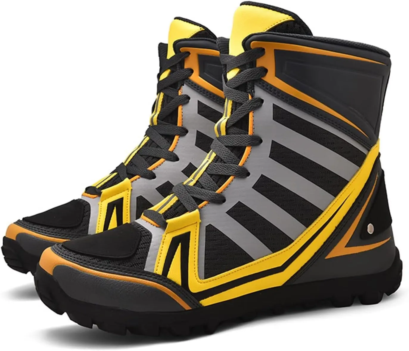 Men's Motorcycle Boots Racing Shoes High-Top Road Street Motocross Protective Boots Lace up Breathable Biker Sneakers Touring Sports Safety Shoes - Extra Gear Shift Pad