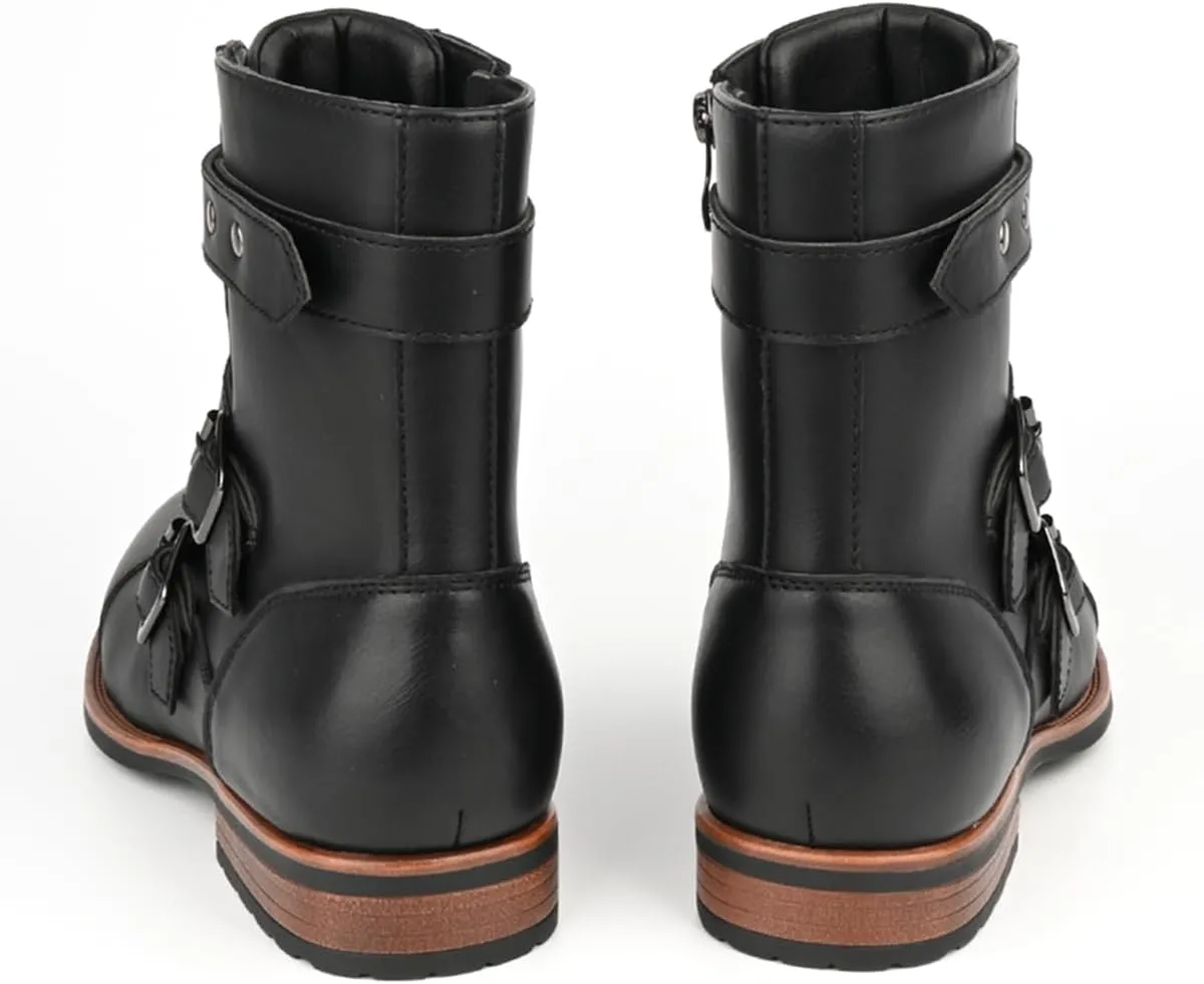 Men's Motorcycle Combat Boots Zipper Fashion Biker Boot Casual Boots for Men