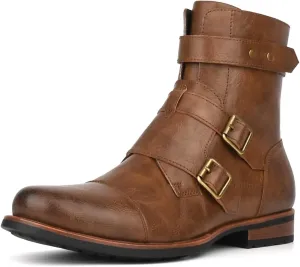 Men's Motorcycle Combat Boots Zipper Fashion Biker Boot Casual Boots for Men