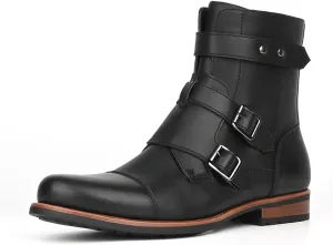 Men's Motorcycle Combat Boots Zipper Fashion Biker Boot Casual Boots for Men
