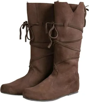 Mens Renaissance Boots Medieval Cosplay Halloween Boots Viking Pirate Steampunk Riding Long Boots