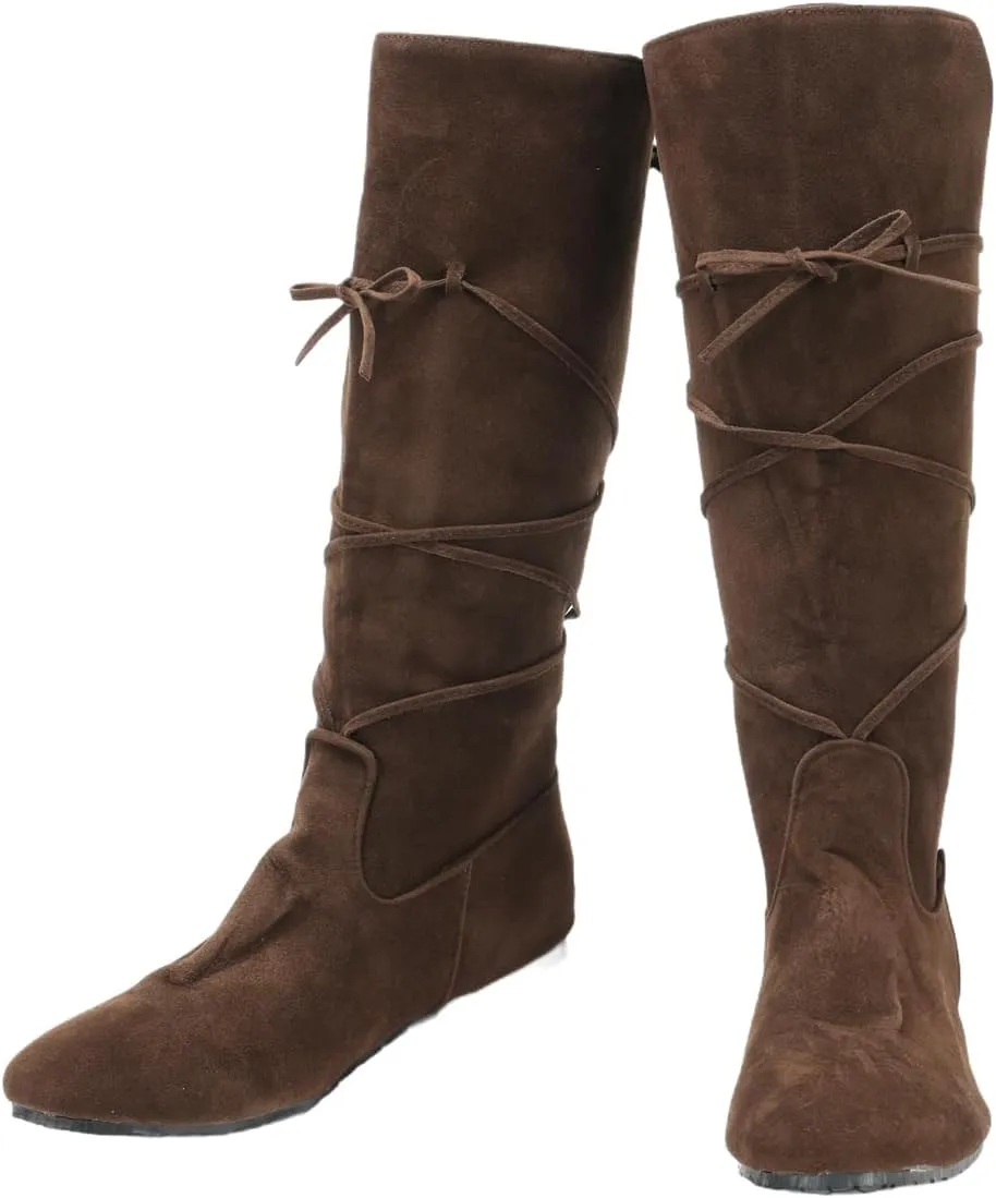 Mens Renaissance Boots Medieval Cosplay Halloween Boots Viking Pirate Steampunk Riding Long Boots