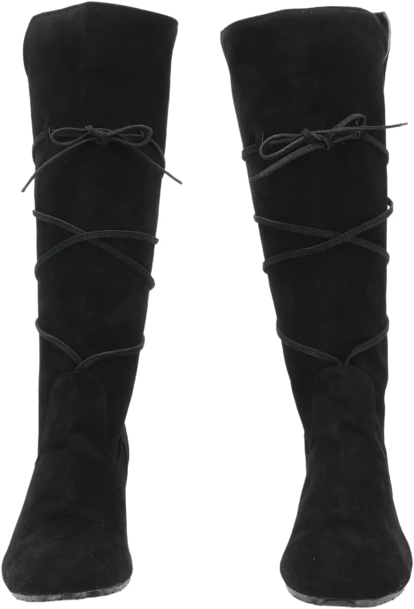 Mens Renaissance Boots Medieval Cosplay Halloween Boots Viking Pirate Steampunk Riding Long Boots