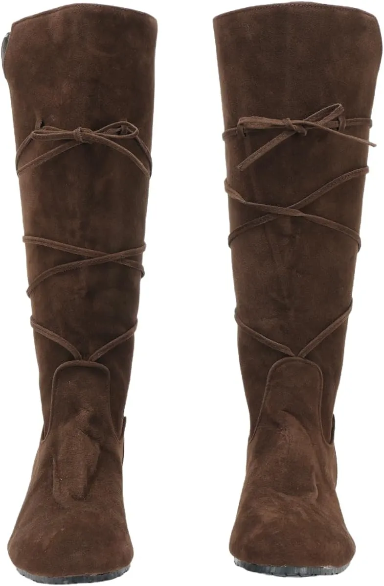 Mens Renaissance Boots Medieval Cosplay Halloween Boots Viking Pirate Steampunk Riding Long Boots