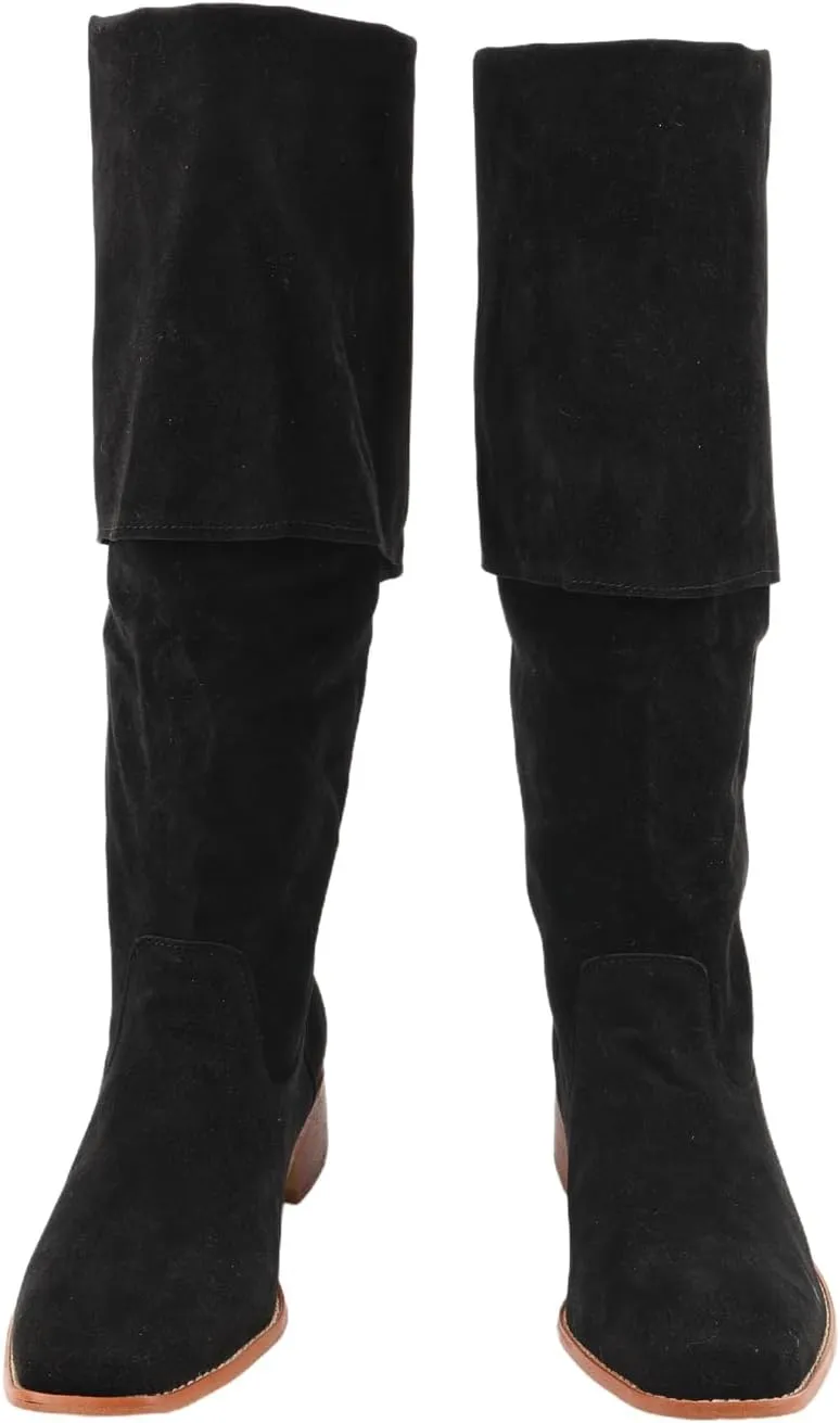 Mens Renaissance Medieval Cosplay Boots Long Viking Shoes Halloween Pirate Riding Boot
