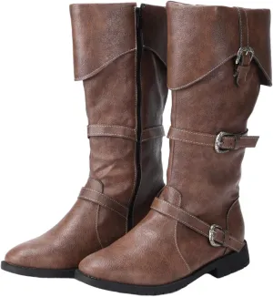 Mens Renaissance Vintage Boots Medieval Cosplay Vintage Boots Halloween Viking Pirate Riding Boots