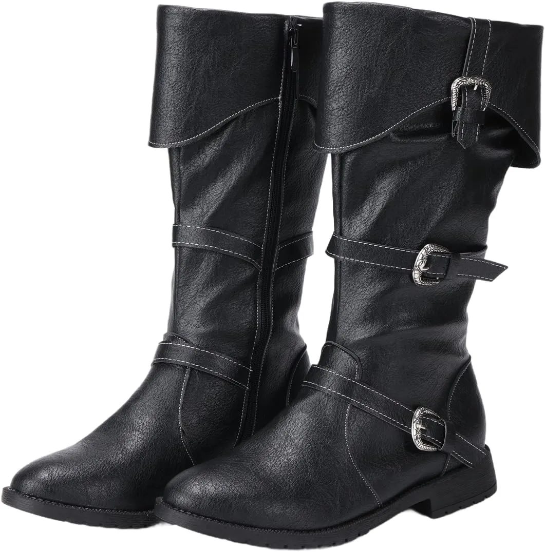 Mens Renaissance Vintage Boots Medieval Cosplay Vintage Boots Halloween Viking Pirate Riding Boots