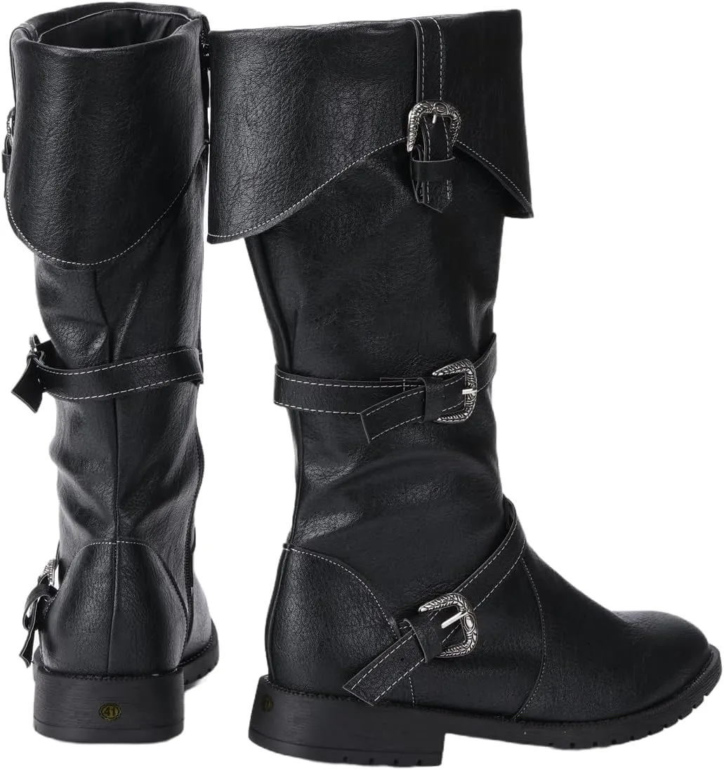 Mens Renaissance Vintage Boots Medieval Cosplay Vintage Boots Halloween Viking Pirate Riding Boots