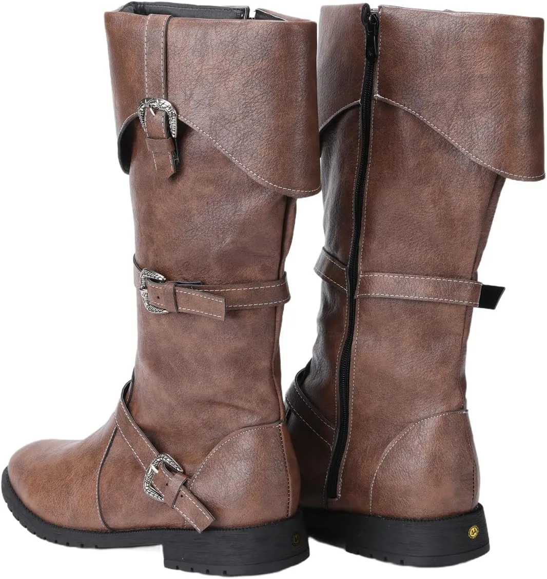 Mens Renaissance Vintage Boots Medieval Cosplay Vintage Boots Halloween Viking Pirate Riding Boots