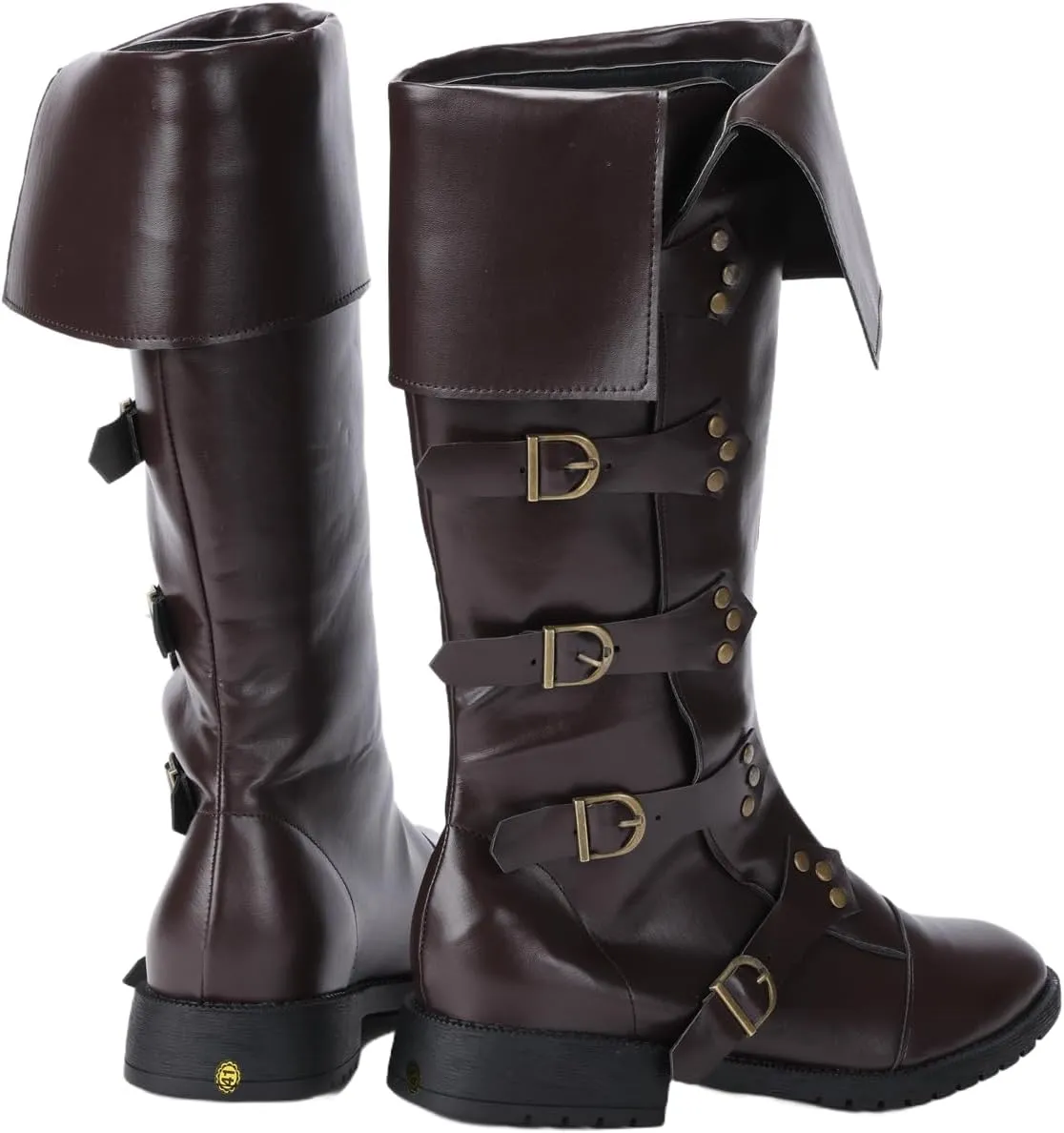 Mens Renaissance Vintage Pirate Boots Medieval Cosplay Halloween Viking Riding Faux Leather Boots